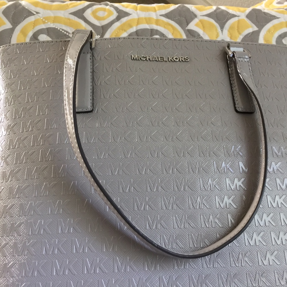 MICHAEL micheal Kors Morgan Pearl gray MD Tote